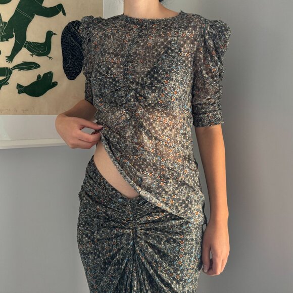 Isabel Marant x H&M Printed Silk Gathered Skirt, size 6 (fits size 2!!) - Picture 9 of 10